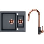 Zestaw Quadron Morgan 150 zlewozmywak granitowy z baterią kuchenną Jennifer czarny metalik/miedziany (HB8214U8C1, BW6007PVDBSC1U8)