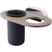 Bisk Bergen kubek na szczoteczki ścienny podwójny chrom/drewno/czarny mat 07065