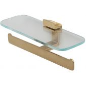 Geesa Shift uchwyt na papier toaletowy podwójny z półką złoto szczotkowane/szkło przezroczyste 919948-07