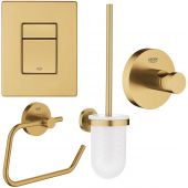 Zestaw Grohe Skate Cosmopolitan przycisk spłukujący z zestawem akcesoriów Essentials złoty (38732GN0, 40374GN1, 40364GN1, 40689GN1)