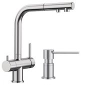 Zestaw Blanco Fontas-S II bateria kuchenna stojąca z dozownikiem do płynu Blanco Lato stal (525199, 525809)