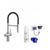 Blanco Catris-S bateria kuchenna stojąca czarny mat/stal z zestawem filtrującym wodę (526706, 527453)