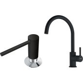 Zestaw Franke Lina bateria kuchenna stojąca z dozownikiem do płynów 350 ml czarny mat (1150626019, 1120652763)