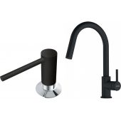 Zestaw Franke Lina bateria kuchenna stojąca z dozownikiem do płynów 350 ml czarny mat (1150626053, 1120652763)