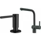 Zestaw Franke Atlas bateria kuchenna stojąca z dozownikiem do płynów 350 ml czarna stal szlachetna (1150550427, 1120717102)