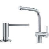 Zestaw Franke Atlas bateria kuchenna stojąca z dozownikiem do płynów 350 ml stal szlachetna (1150521439, 1120717084)