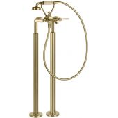 Gessi Venti20 bateria wannowo-prysznicowa wolnostojąca mosiądz szczotkowany 65128.727