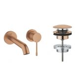 Zestaw Grohe Essence New bateria umywalkowa podtynkowa z korkiem Brushed Warm Sunset (19408DL1, 65807DL0)