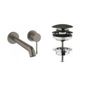 Zestaw Grohe Essence New bateria umywalkowa podtynkowa z korkiem Brushed Hard Graphite (19967AL1, 65807AL0)