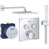 Grohe Grohtherm SmartControl zestaw prysznicowy podtynkowy termostatyczny z deszczownicą chrom (29124000, 35600000, 26405000, 26564000)