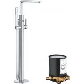 Zestaw Grohe Lineare bateria wannowo-prysznicowa wolnostojąca kompletna chrom (23792001, 45984001)