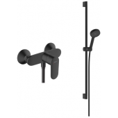 Zestaw Hansgrohe Vernis Blend bateria prysznicowa z kompletem natryskowym ściennym czarny mat (71640670, 28046670)