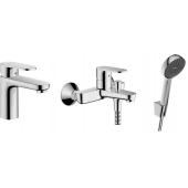 Zestaw Hansgrohe Vernis Blend bateria umywalkowa i bateria wannowo-prysznicowa z kompletem prysznicowy chrom (71580000, 71440000, 28052000)