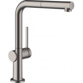 Hansgrohe Talis M54 bateria kuchenna stojąca z wyciąganą wylewką czarny chrom szczotkowany 72809340