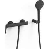 Tres Fuji bateria bateria prysznicowa ścienna z zestawem natryskowym czarny mat 28116701NM