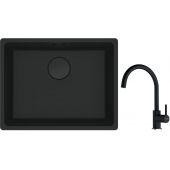 Franke Maris MRG 110-52 zlewozmywak 52x40 cm Fragranite czarny mat z baterią kuchenną Lina onyx (1250697759, 1150626020)