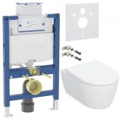 Geberit iCon miska WC z deską wolnoopadającą ze stelażem podtynkowym wspornikami i uszczelką wygłuszająca biały połysk (503046001, 111003002, 111815001,156050001)