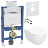 Geberit Acanto miska WC z deską wolnoopadającą ze stelażem podtynkowym wspornikami i uszczelką wygłuszającą (502774001, 111003002,111815001,156050001)