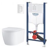 Zestaw Grohe Solido stelaż podtynkowy do WC z przyciskiem Skate Cosmopolitan biały i miska Start Round z deską wolnoopadającą (38971000, 103848SH00, 38732SH0)