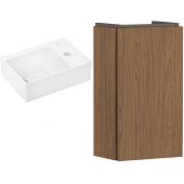 Zestaw Hansgrohe Xevolos E umywalka z szafką Xilesa E 36 cm prawa biały połysk/kaszmirowy dąb (54244550, 61086450)