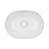 Oltens Hamnes Thin umywalka 49,5x35,5 cm nablatowa owalna z powłoką SmartClean biała 40819000