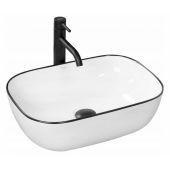 Rea Marbel umywalka 46,5x33 cm nablatowa prostokątna biała/czarna REA-U8603