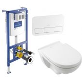 Zestaw Villeroy & Boch ViConnect stelaż podtynkowy miska WC wisząca z deską i przycisk biały (92242700, 5660H101, 92249068)