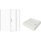 Zestaw Cersanit Moduo kabina prysznicowa 90x90 cm kwadratowa prawa z brodzikiem Tako białym (S162006, S162008, S204012)