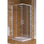 Hüppe Ena 2.0 4-kąt kabina prysznicowa 90 cm kwadratowa srebrny połysk/szkło przezroczyste Anti-Plaque 140103.069.322