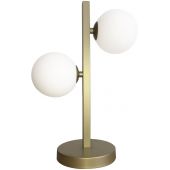 Candellux Kama lampa stołowa 2x28W mosiądz/biały 42-73433