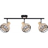 Candellux Tajga lampa podsufitowa 3x40W czarny/drewno 93-12227