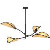 Emibig Lotus lampa podsufitowa 4x40W czarna/rattan 1108/4