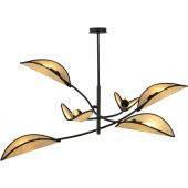 Emibig Lotus lampa podsufitowa 6x40W czarna/rattan 1108/6