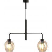 Emibig Lukka lampa podsufitowa 2x60 czarny/szkło bursztynowe 1165/2