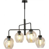 Emibig Lukka lampa podsufitowa 4x60 czarny/szkło bursztynowe 1165/4