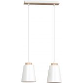 Emibig Bolero lampa wisząca 2x60W biały/drewno 443/2