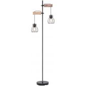 Globo Lighting Mina lampa stojąca 2x40W czarna/drewno 15326-2SN