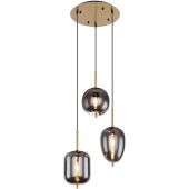 Globo Lighting Blacky I lampa wisząca 3x40W mosiądz/szkło przydymione 15345-3MM