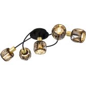 Globo Lighting Indiana lampa podsufitowa 5x40W czarny mat/złoty/przydymiony 54357-5B