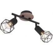 Globo Lighting Xara I lampa podsufitowa 2x40W czarny/drewno 54802S-2H