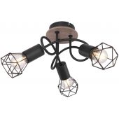 Globo Lighting Xara I lampa podsufitowa 3x40W czarna/drewno 54802S-3DH