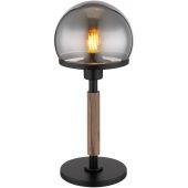 Globo Lighting Haku lampa stołowa 1x40 W czarna-przydymiona-drewno 21954S