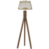 Leuchten Direkt Frederik lampa stojąca 1x60W mosiądz mat/drewno 11424-60