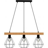 Luminex Vastra lampa wisząca 3x60W czarny/drewno 4103