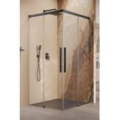 Radaway Idea 8 Black QL KDD kabina prysznicowa część lewa 90x90 cm kwadratowa czarny mat/szkło przezroczyste 10590090-54-01L