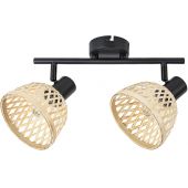 Rabalux Rattan lampa podsufitowa 2x15W czarny mat/beżowy 3134