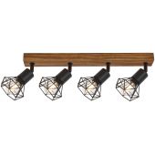 Outlet - Rabalux Zeus lampa podsufitowa 4x40W czarny mat/dąb 3140