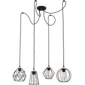 TK Lighting Galaxy lampa wisząca 4x15 W czarna 1646