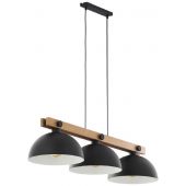 TK Lighting Oslo lampa wisząca 3x60 W czarna-drewno 1759