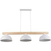 TK Lighting Oslo lampa wisząca 3x15W biała/jasne drewno 4712